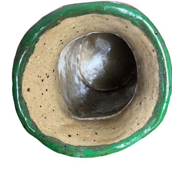 Handmade Studio Pottery Vase with Yellow Flowers Local Artist Stoneware 4 3/16” - Picture 12 of 13